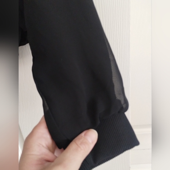 Zara Black Bomber Jacket with Silver Zipper Small - Picture 8 of 11